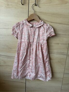 Amazon Essentials Girls Pink Floral Button-Front Dress